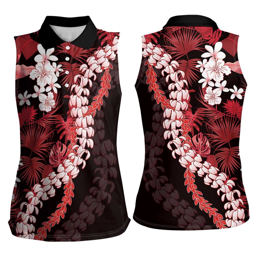 Ulaula Aloha Hawaii Lei Women Sleeveless Polo Shirt Tropical Flowers Elegant Vibe - Polynesian Pride
