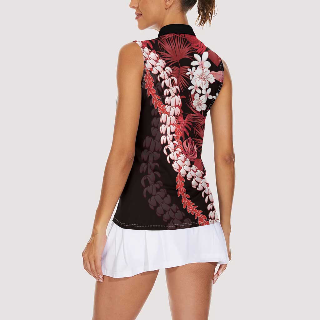 Ulaula Aloha Hawaii Lei Women Sleeveless Polo Shirt Tropical Flowers Elegant Vibe - Polynesian Pride