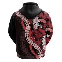 Ulaula Aloha Hawaii Lei Zip Hoodie Tropical Flowers Elegant Vibe - Polynesian Pride
