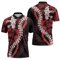 Ulaula Aloha Hawaii Lei Zipper Polo Shirt Tropical Flowers Elegant Vibe - Polynesian Pride
