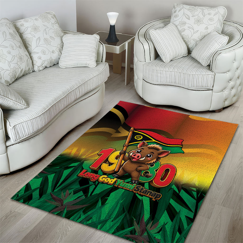 Vanuatu Independence Day Area Rug Chibi Boar Proud To Be A Ni-Van LT14 - Polynesian Pride
