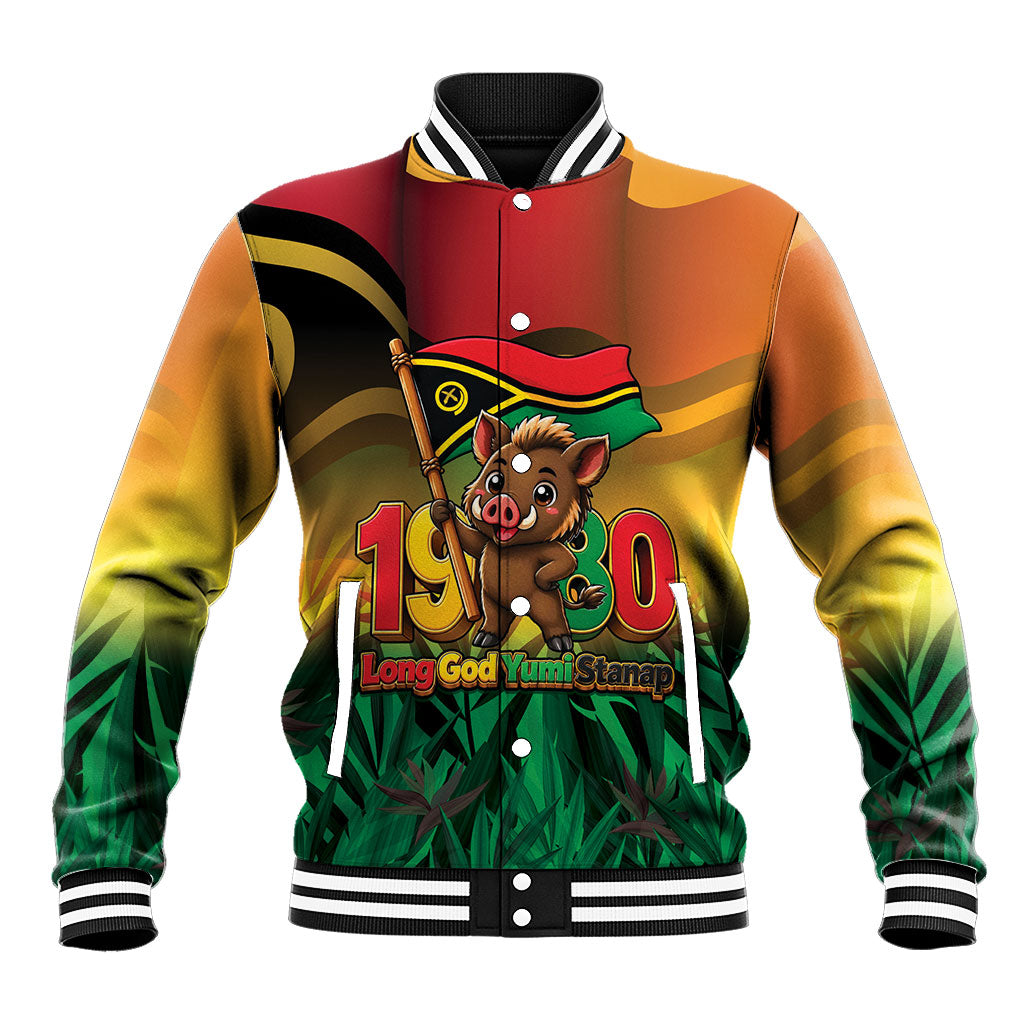 Vanuatu Independence Day Baseball Jacket Chibi Boar Proud To Be A Ni-Van LT14 Unisex Multicolor - Polynesian Pride