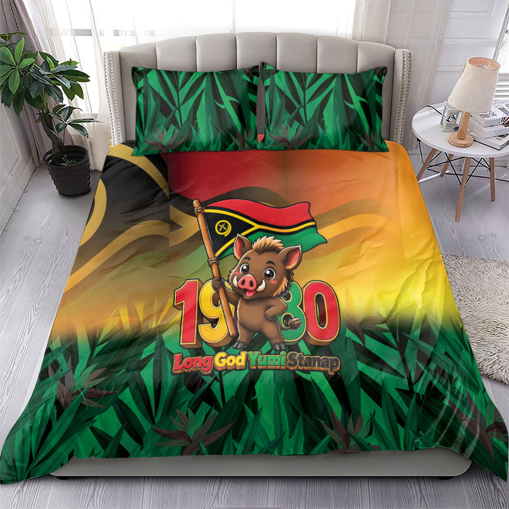 Vanuatu Independence Day Bedding Set Chibi Boar Proud To Be A Ni-Van LT14 - Polynesian Pride