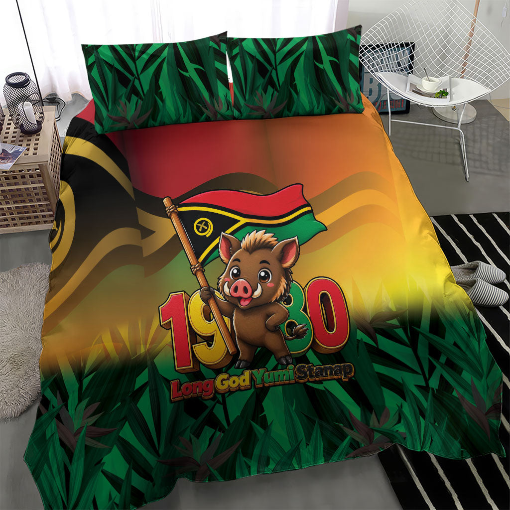 Vanuatu Independence Day Bedding Set Chibi Boar Proud To Be A Ni-Van LT14 - Polynesian Pride