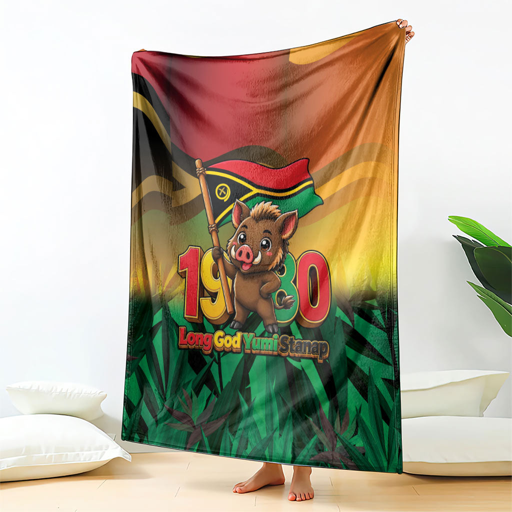 Vanuatu Independence Day Blanket Chibi Boar Proud To Be A Ni-Van LT14 - Polynesian Pride