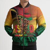 Vanuatu Independence Day Bomber Puffer Jacket Chibi Boar Proud To Be A Ni-Van LT14 - Polynesian Pride