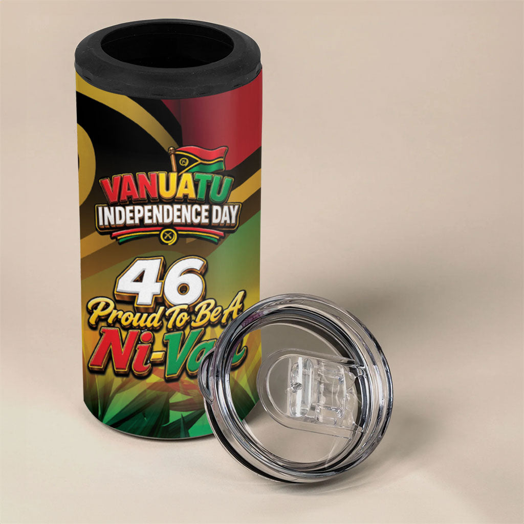 Vanuatu Independence Day 4 in 1 Can Cooler Tumbler Chibi Boar Proud To Be A Ni-Van
