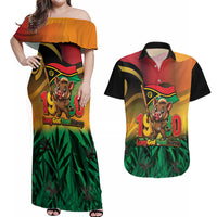 Vanuatu Independence Day Couples Matching Off Shoulder Maxi Dress and Hawaiian Shirt Chibi Boar Proud To Be A Ni-Van
