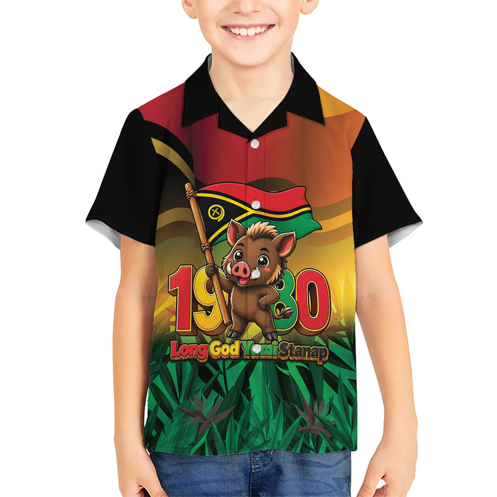 Vanuatu Independence Day Family Matching Off Shoulder Maxi Dress and Hawaiian Shirt Chibi Boar Proud To Be A Ni-Van