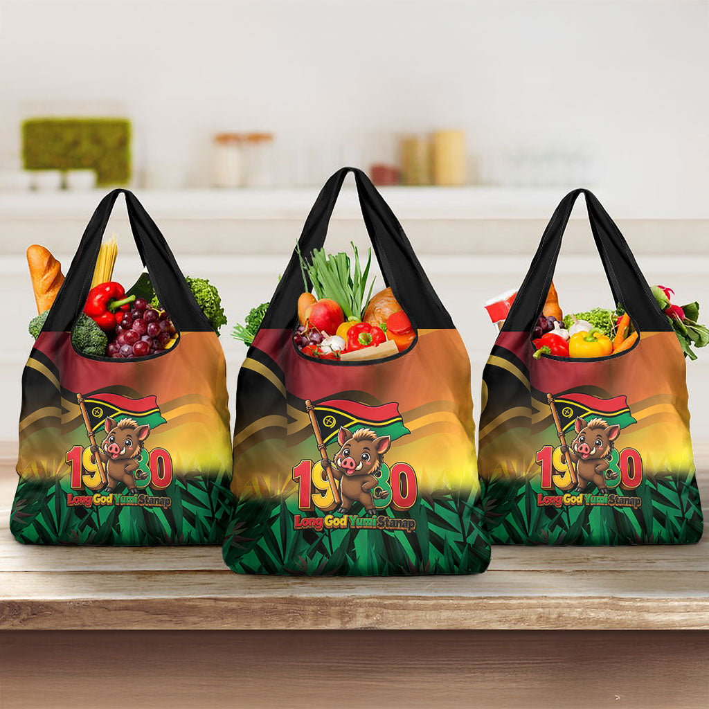 Vanuatu Independence Day Grocery Bag Chibi Boar Proud To Be A Ni-Van LT14 3-pack One Size Multicolor - Polynesian Pride