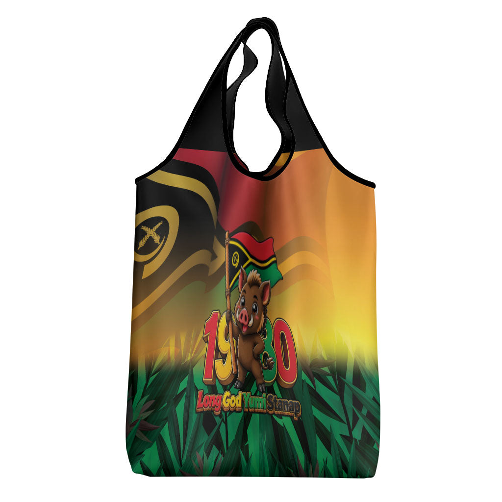 Vanuatu Independence Day Grocery Bag Chibi Boar Proud To Be A Ni-Van LT14 - Polynesian Pride