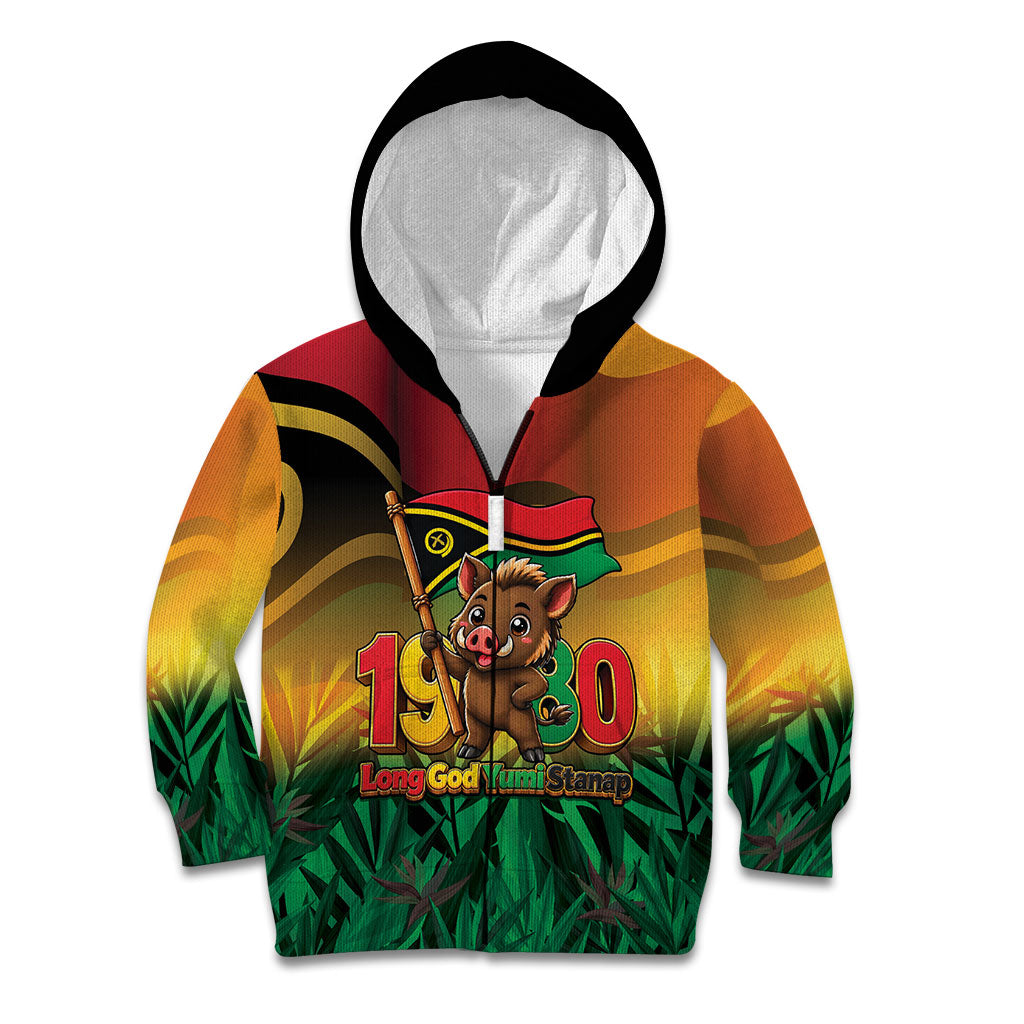 Vanuatu Independence Day Kid Hoodie Chibi Boar Proud To Be A Ni-Van