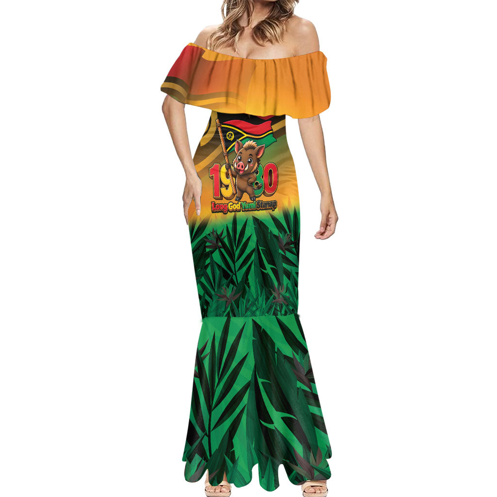 Vanuatu Independence Day Mermaid Dress Chibi Boar Proud To Be A Ni-Van