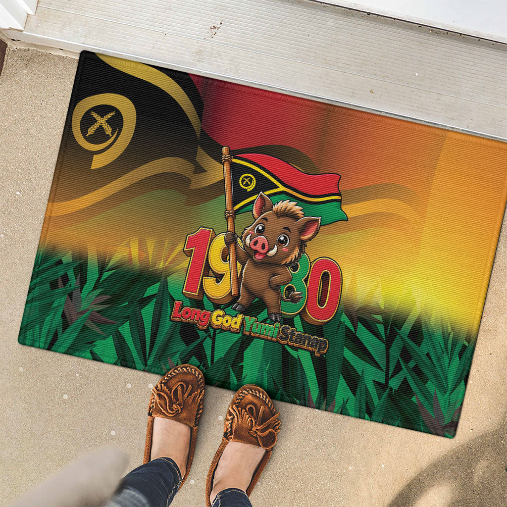 Vanuatu Independence Day Rubber Doormat Chibi Boar Proud To Be A Ni-Van LT14 - Polynesian Pride