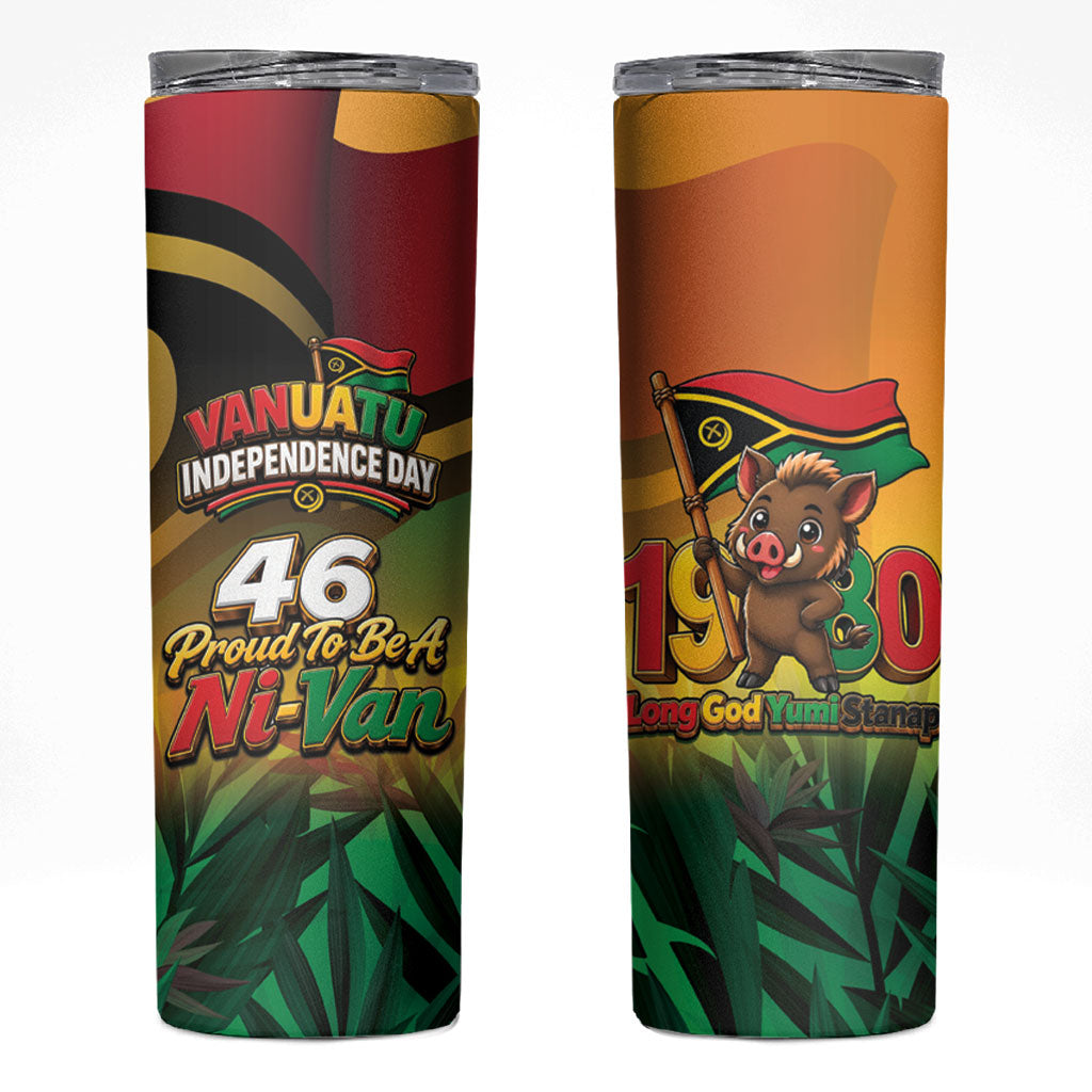 Vanuatu Independence Day Skinny Tumbler Chibi Boar Proud To Be A Ni-Van