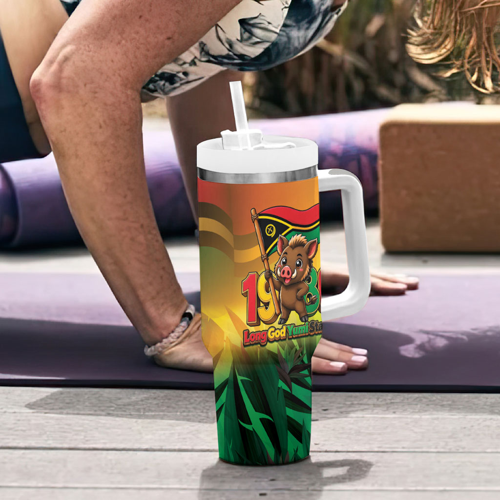 Vanuatu Independence Day Tumbler With Handle Chibi Boar Proud To Be A Ni-Van