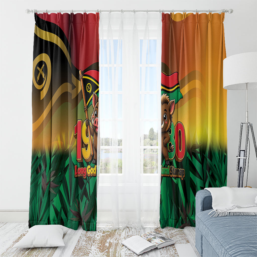 Vanuatu Independence Day Window Curtain Chibi Boar Proud To Be A Ni-Van LT14 - Polynesian Pride