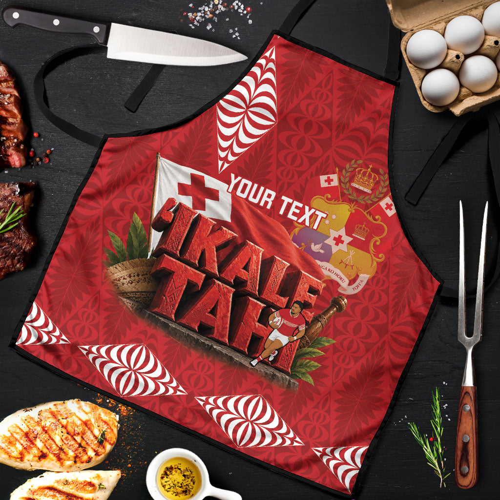 Tonga Rugby Custom Apron 2026 Go Ikale Tahi Ngatu Pattern LT14 Red - Polynesian Pride