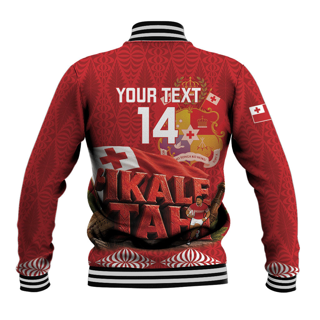 Tonga Rugby Custom Baseball Jacket 2026 Go Ikale Tahi Ngatu Pattern LT14 - Polynesian Pride