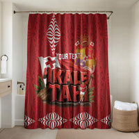 Tonga Rugby Custom Bathroom Set 2026 Go Ikale Tahi Ngatu Pattern LT14 Shower Curtain Only Red - Polynesian Pride