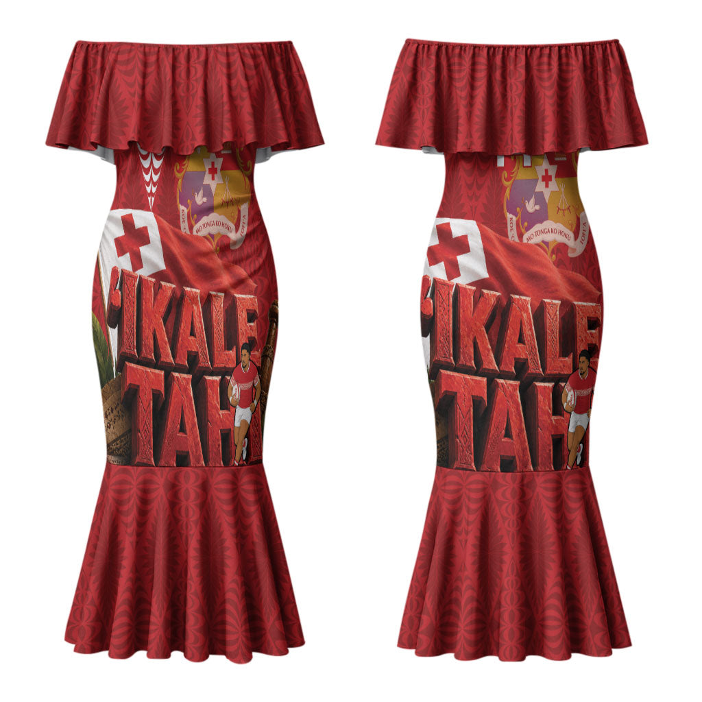 Tonga Rugby Custom Couples Matching Mermaid Dress and Hawaiian Shirt 2026 Go Ikale Tahi Ngatu Pattern LT14 - Polynesian Pride