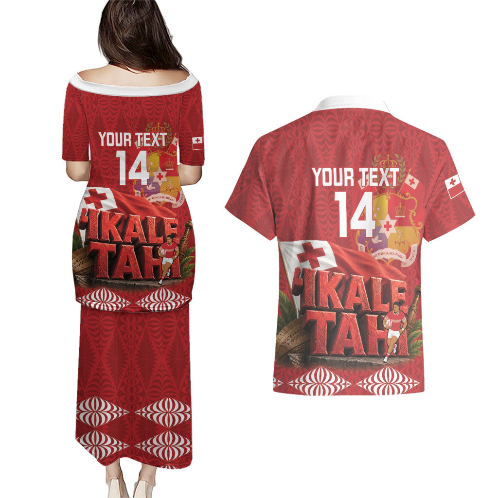 Tonga Rugby Custom Couples Matching Puletasi and Hawaiian Shirt 2026 Go Ikale Tahi Ngatu Pattern