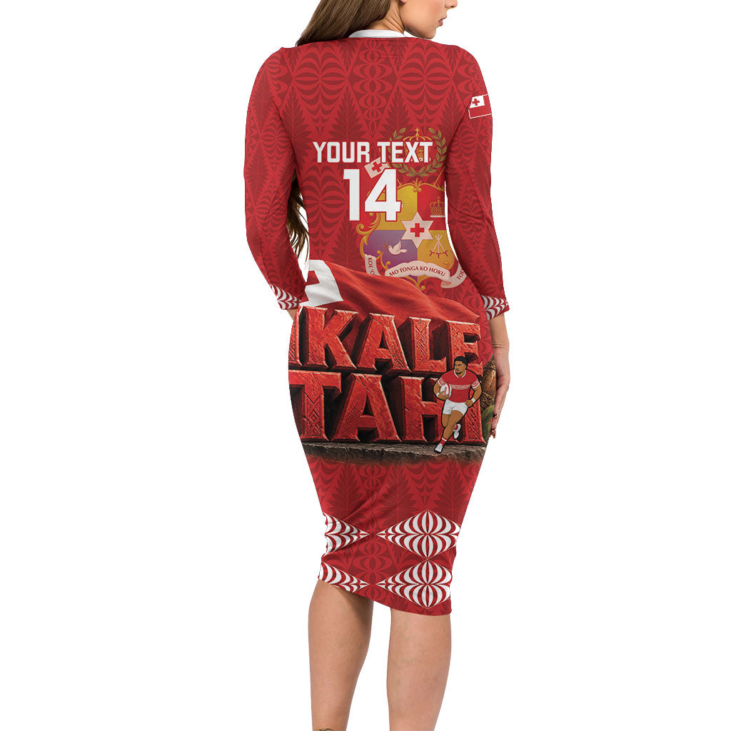 Tonga Rugby Custom Family Matching Long Sleeve Bodycon Dress and Hawaiian Shirt 2026 Go Ikale Tahi Ngatu Pattern