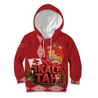 Tonga Rugby Custom Kid Hoodie 2026 Go Ikale Tahi Ngatu Pattern LT14 Hoodie Red - Polynesian Pride
