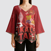 Tonga Rugby Custom Kimono Sleeve Blouse 2026 Go Ikale Tahi Ngatu Pattern LT14 - Polynesian Pride