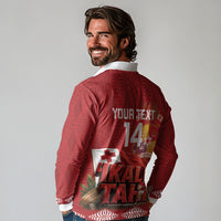 Tonga Rugby Custom Long Sleeve Polo Shirt 2026 Go Ikale Tahi Ngatu Pattern LT14 - Polynesian Pride