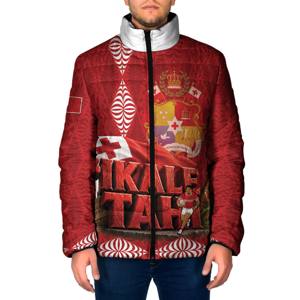 Tonga Rugby Custom Padded Jacket 2026 Go Ikale Tahi Ngatu Pattern LT14 Men Red - Polynesian Pride