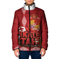 Tonga Rugby Custom Padded Jacket 2026 Go Ikale Tahi Ngatu Pattern LT14 Men Red - Polynesian Pride