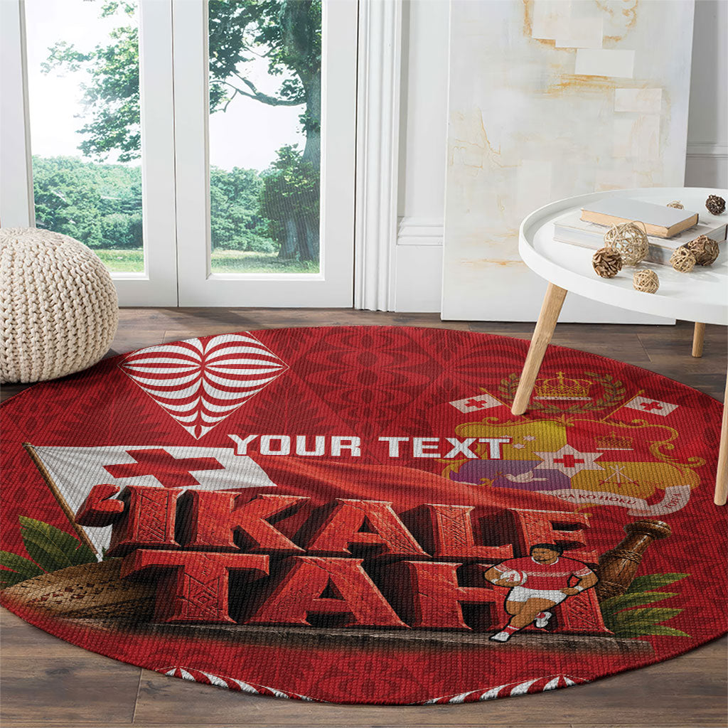 Tonga Rugby Custom Round Carpet 2026 Go Ikale Tahi Ngatu Pattern LT14 - Polynesian Pride