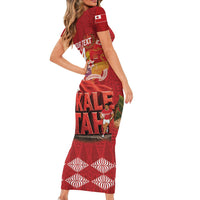 Tonga Rugby Custom Short Sleeve Bodycon Dress 2026 Go Ikale Tahi Ngatu Pattern