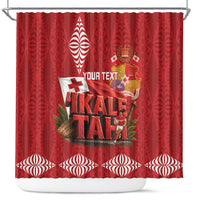 Tonga Rugby Custom Shower Curtain 2026 Go Ikale Tahi Ngatu Pattern LT14 Red - Polynesian Pride