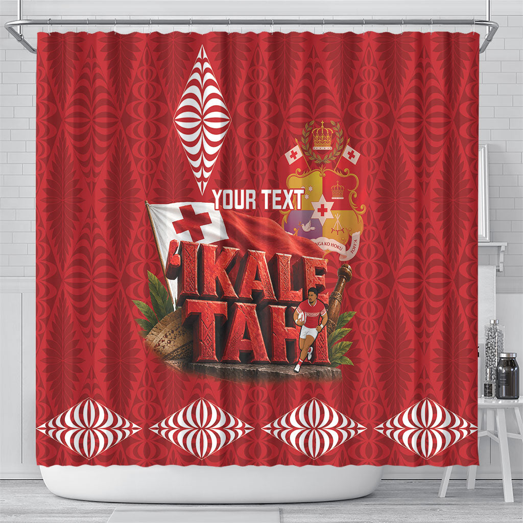 Tonga Rugby Custom Shower Curtain 2026 Go Ikale Tahi Ngatu Pattern LT14 - Polynesian Pride
