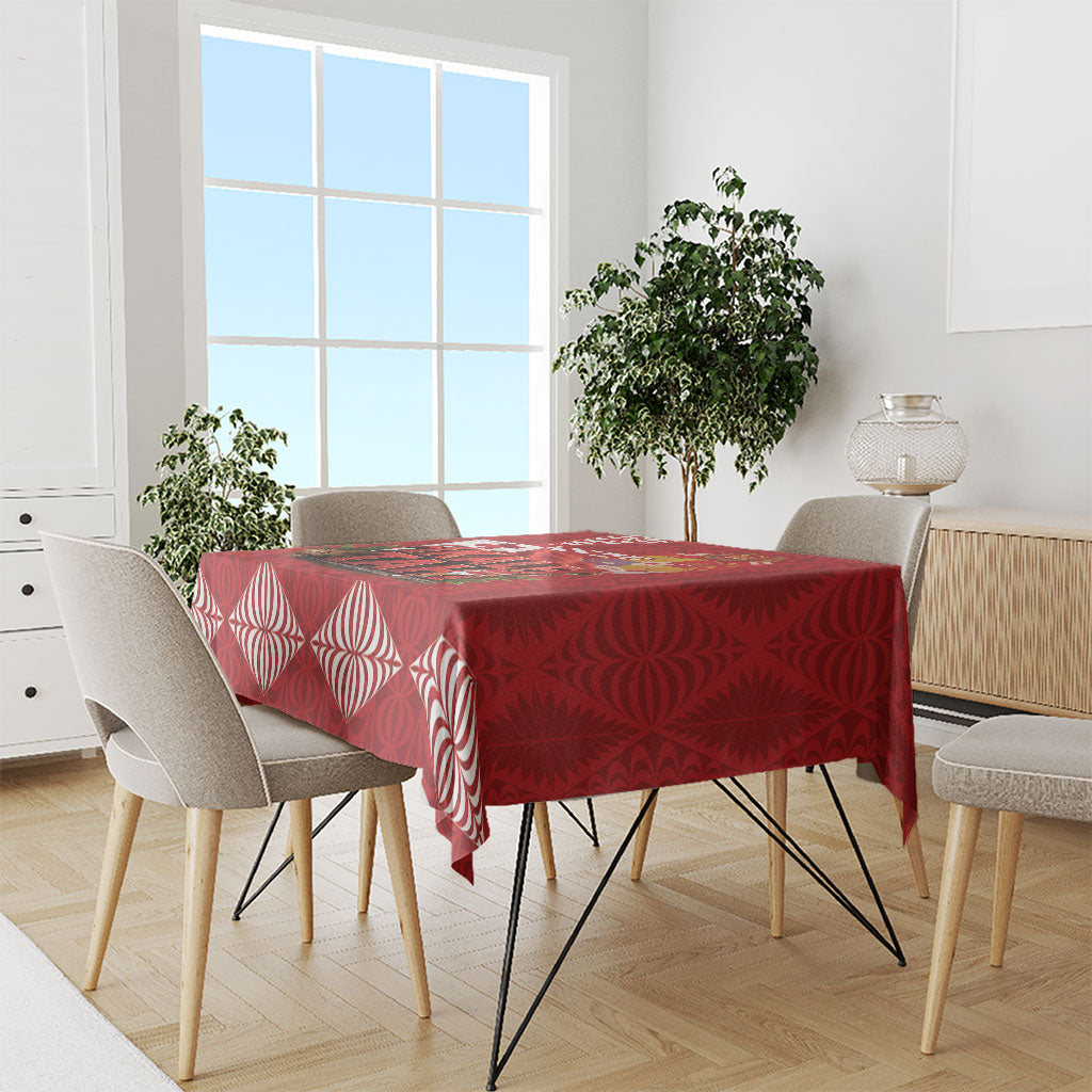 Tonga Rugby Custom Tablecloth 2026 Go Ikale Tahi Ngatu Pattern LT14 - Polynesian Pride