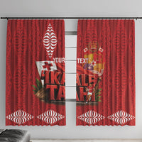 Tonga Rugby Custom Window Curtain 2026 Go Ikale Tahi Ngatu Pattern LT14 With Hooks Red - Polynesian Pride
