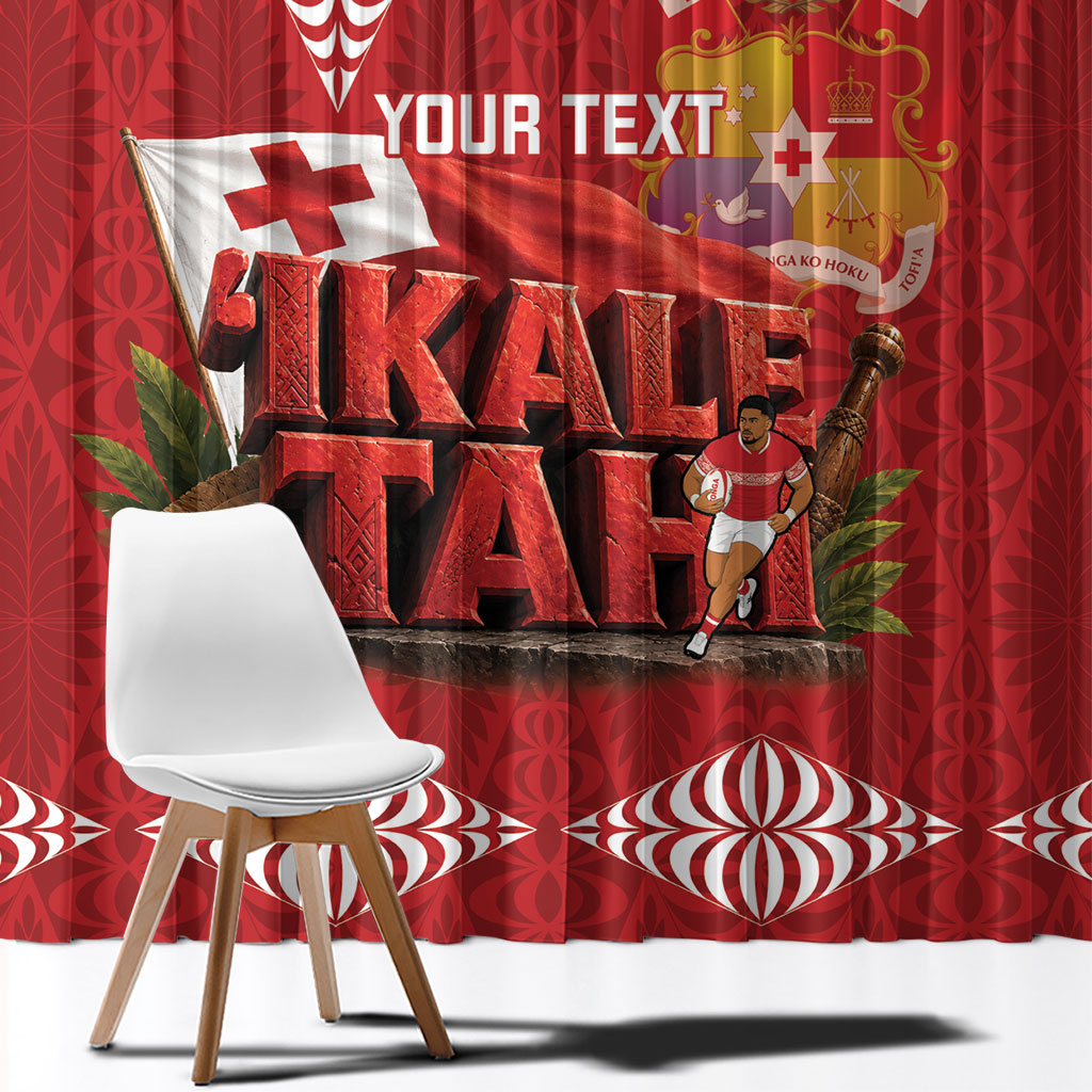Tonga Rugby Custom Window Curtain 2026 Go Ikale Tahi Ngatu Pattern LT14 - Polynesian Pride