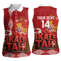 Tonga Rugby Custom Women Sleeveless Polo Shirt 2026 Go Ikale Tahi Ngatu Pattern