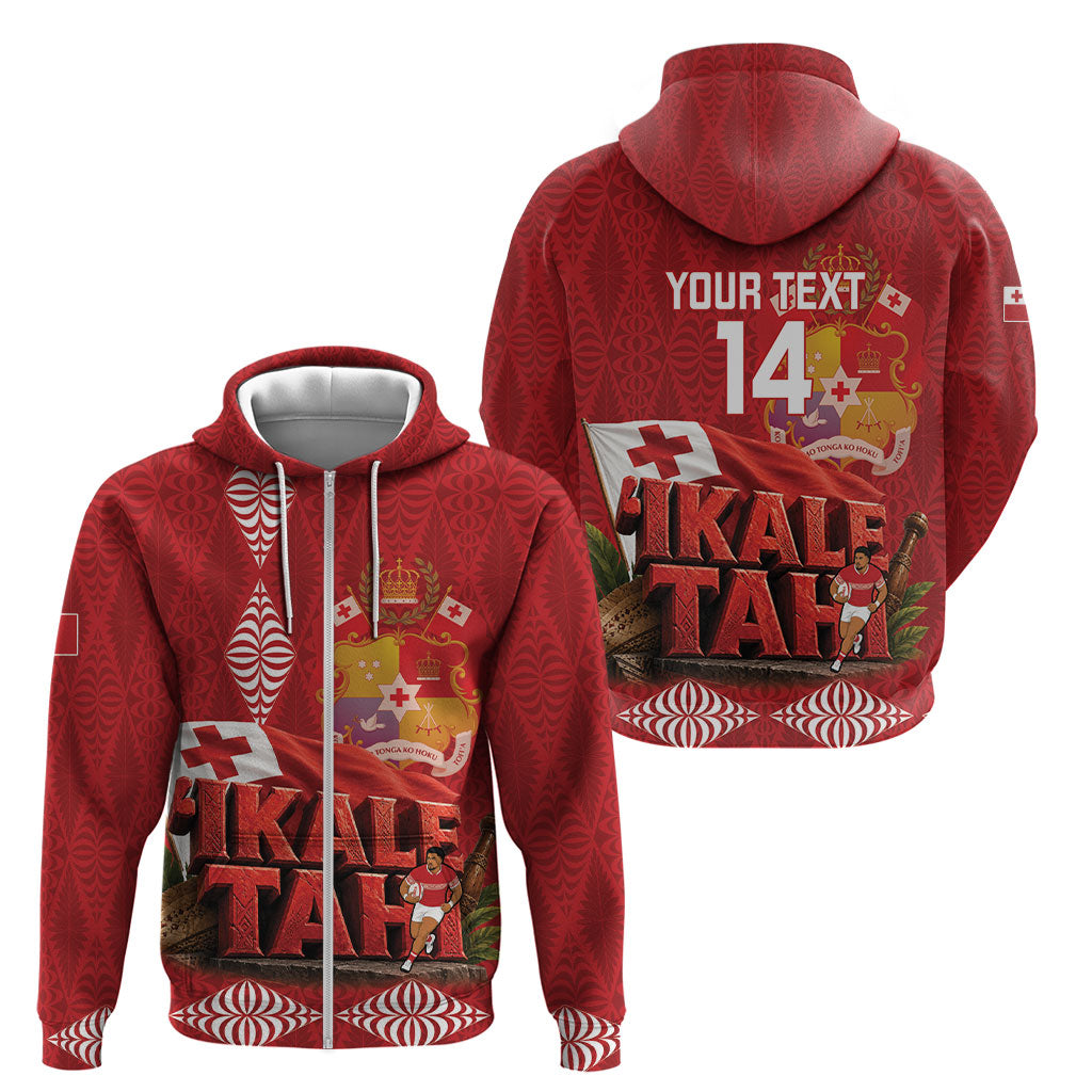 Tonga Rugby Custom Zip Hoodie 2026 Go Ikale Tahi Ngatu Pattern LT14 - Polynesian Pride