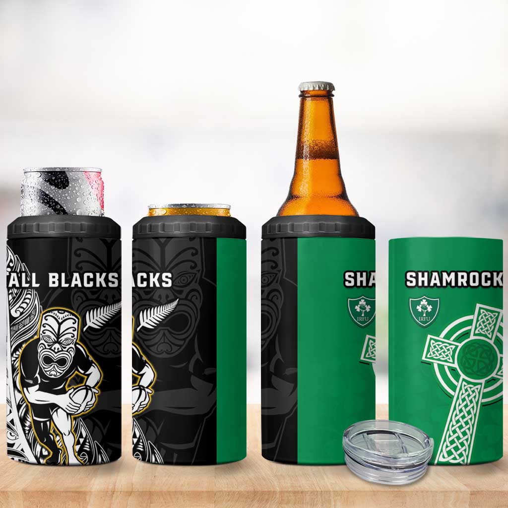 New Zealand and Ireland Rugby 4 in 1 Can Cooler Tumbler All Black Maori Mix Shamrocks LT14 - Polynesian Pride