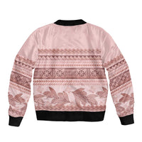 Pastel Pink Samoa Siapo Teuila Flowers Bomber Jacket - Polynesian Pride
