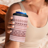 Pastel Pink Samoa Siapo Teuila Flowers 4 in 1 Can Cooler Tumbler - Polynesian Pride