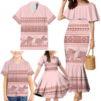 Pastel Pink Samoa Siapo Teuila Flowers Family Matching Mermaid Dress and Hawaiian Shirt LT14 - Polynesian Pride