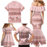 Pastel Pink Samoa Siapo Teuila Flowers Family Matching Mermaid Dress and Hawaiian Shirt LT14 - Polynesian Pride