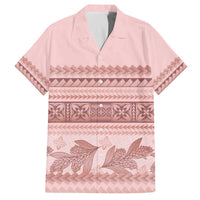 Pastel Pink Samoa Siapo Teuila Flowers Family Matching Off The Shoulder Long Sleeve Dress and Hawaiian Shirt LT14 Dad's Shirt - Short Sleeve Pastel Pink - Polynesian Pride