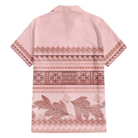 Pastel Pink Samoa Siapo Teuila Flowers Family Matching Puletasi and Hawaiian Shirt - Polynesian Pride