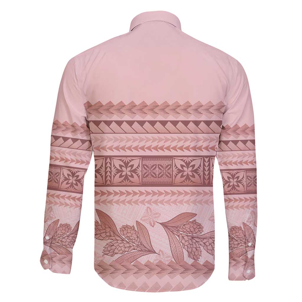 Pastel Pink Samoa Siapo Teuila Flowers Family Matching Tank Maxi Dress and Hawaiian Shirt - Polynesian Pride