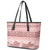 Pastel Pink Samoa Siapo Teuila Flowers Leather Tote Bag - Polynesian Pride